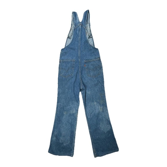 VTG 70s Levis Orange Tab Overalls Womens 28 42 Taron Zip USA Rivets DISTRESSED - Picture 2 of 16